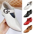 thumbnail image 5 of Lovskoo 2024 Women's Leather Shoes French Slipsole Pointed Shallow Mouth Retro Style Casual Dressy Shoes Beige, 5 of 5