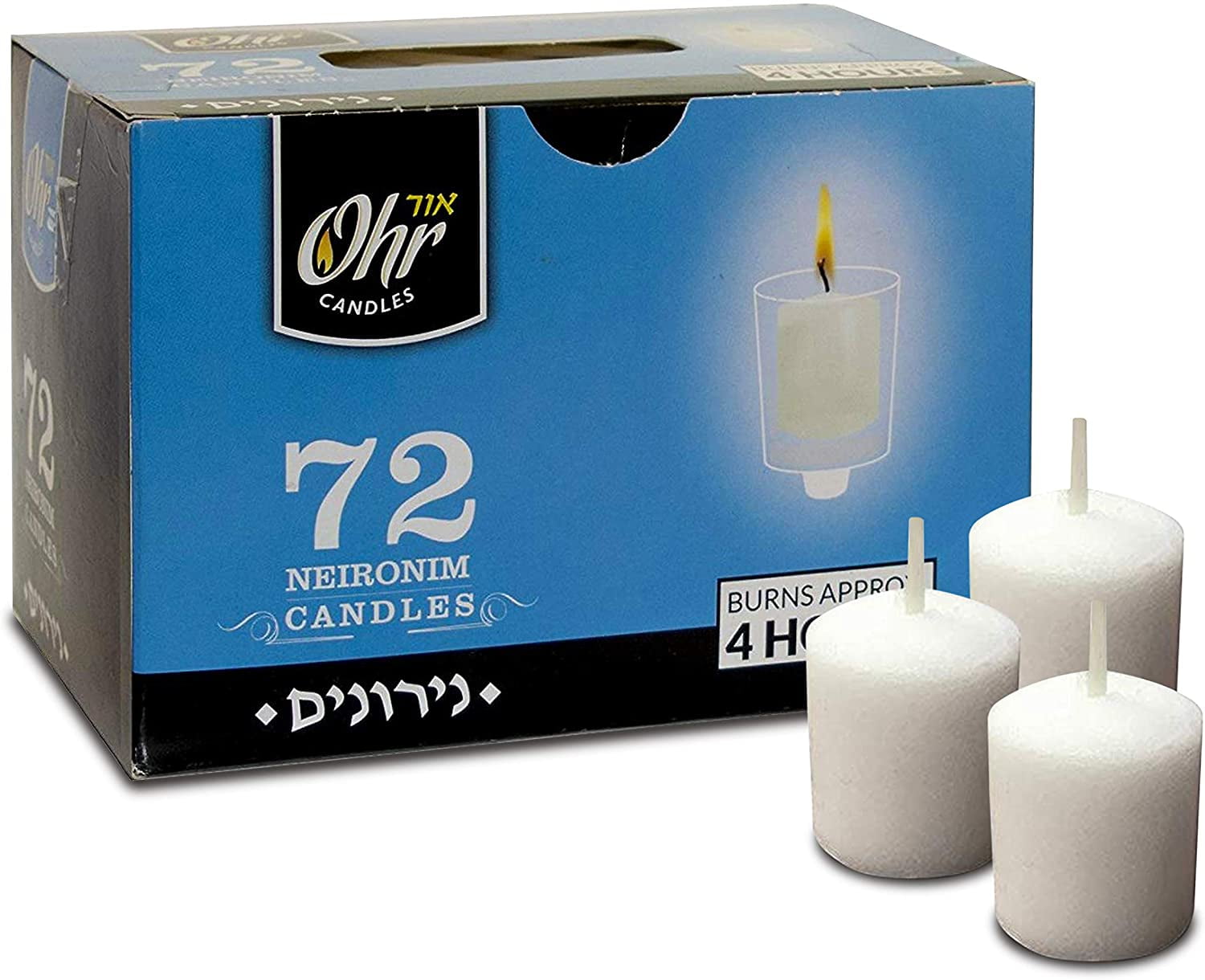rukken ontploffing Idool Ohr 4 Hour Neironim Candles - Shabbat and Small Votive Wax Candle - 72  Count - Walmart.com