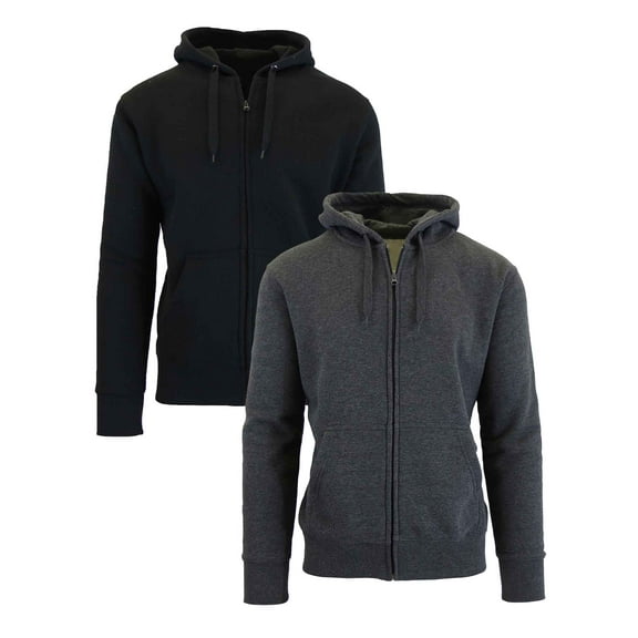 GBH 2-Pack Men's Fleece-Lined Regular Fit Pullover Zip Hoodie Sweatshirt (M-2XL)