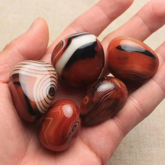 EOEMY 20-30mm Natural Sardonyx Red Agate Quartz Crystal Tumbled Stone Healing Mineral