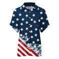 thumbnail image 5 of AKEGAMN Blue Cotton Linen Patriotic Floral Button Down Shirt, S-3XL, 5 of 5
