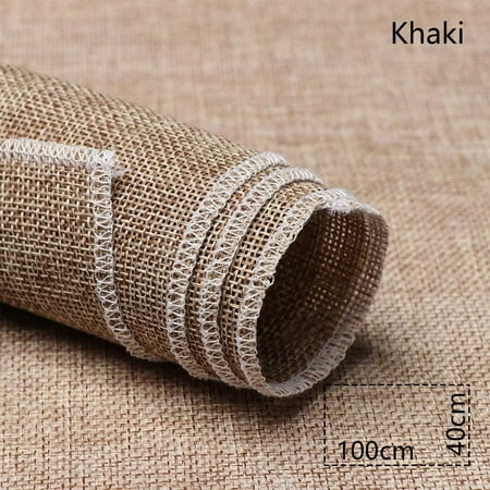 Image of 1PC Useful Props Solid Color Creative Blended Woven Fabric Linen Texture Photography Background Cloth KHAKI 40X100CM