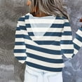 thumbnail image 4 of Jinhomg Lightweight Hooded Pullover for Women Trendy Striped Print Sweatshirt Comfortable Long Sleeve Button Up Tops with Kangaroo Pocket Navy XL, 4 of 7