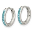 thumbnail image 2 of Chisel Stainless Steel Polished Preciosa Aqua Bohemica Crystal Hoop Earrings, 2 of 3