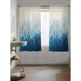 thumbnail image 3 of Blue Botanical Curtains 72 Inch Length, Sheer Curtains for Bedroom Living Room Window Spring Summer Farmhouse Retro Beige Rod Pocket Voile Drapes Kitchen Curtains Small Half Window 52"x72" 2 Panels, 3 of 7