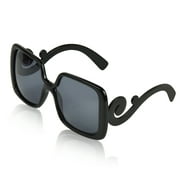 Square Sunglasses for Women Big Designer Baroque Swirl Temple Uv400 Protection