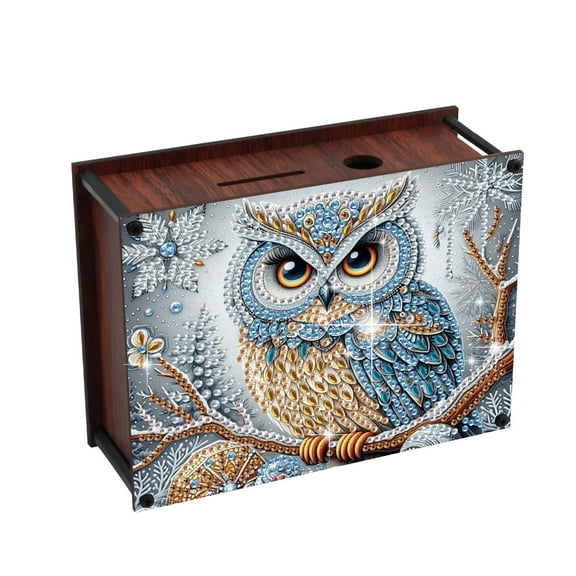 DIY Diamond Painting Money Box Kit, Owl 5D Handcrafted Artistic Coin Storage Jar, Birthday and Christmas Gift