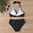 thumbnail image 4 of JoveMarine Swimsuit for Women Printed Two Piece Bikini Set with Padded Cups Wireless Flattering Push Up for Summer,Black L, 4 of 8