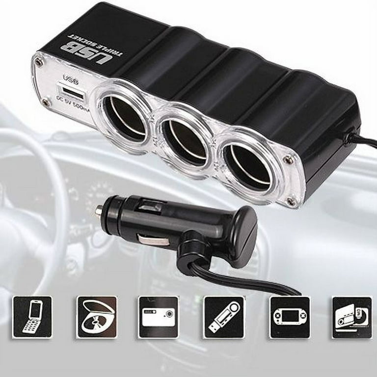 cigarette lighter power strip Nilight 4 in 1 ON/OFF Charger Socket Panel Dual USB Outlet LED Voltmeter Socket Lighted ON Off Rocker Toggle Switch for Unscrew the metal tip of the adapter to replace the fuse12v Tacoma/4Runner 200W Portable Power Inverter