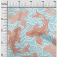 thumbnail image 2 of oneOone Cotton Flex Light Brown Fabric Asian Japanese Koifish Sewing Material Print Fabric By The Yard 40 Inch Wide, 2 of 4