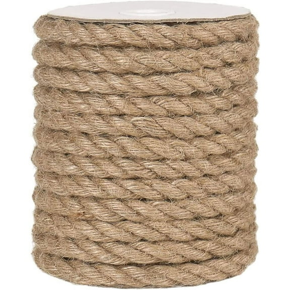 10mm Jute Rope, 11.8 Inch Heavy Duty and Thick Rope Twine for Crafting, Gardening, Cat Scratching Post, Home Decoration