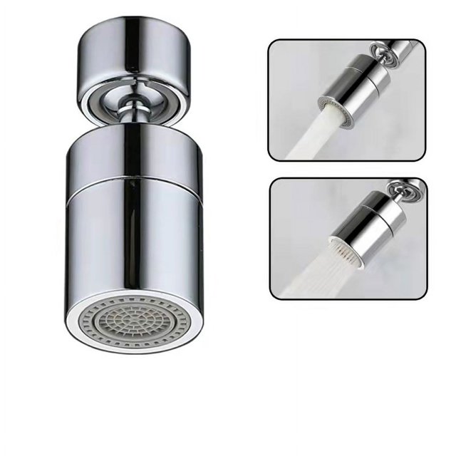 CHAO Aireador de grifo (plateado), boquilla giratoria de 360° para grifo de cocina, grifo aireador de 2 modos de ahorro de agua, grifo con filtro Jet Breeze, fregadero de cocina y baño