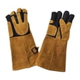 thumbnail image 3 of koolsoo Animal Handling Gloves Bite Resistant Welding Gloves Waterproof Double Leather Reinforced Padding for Training Cat Bird Snake 38.5cm yellow black, 3 of 9