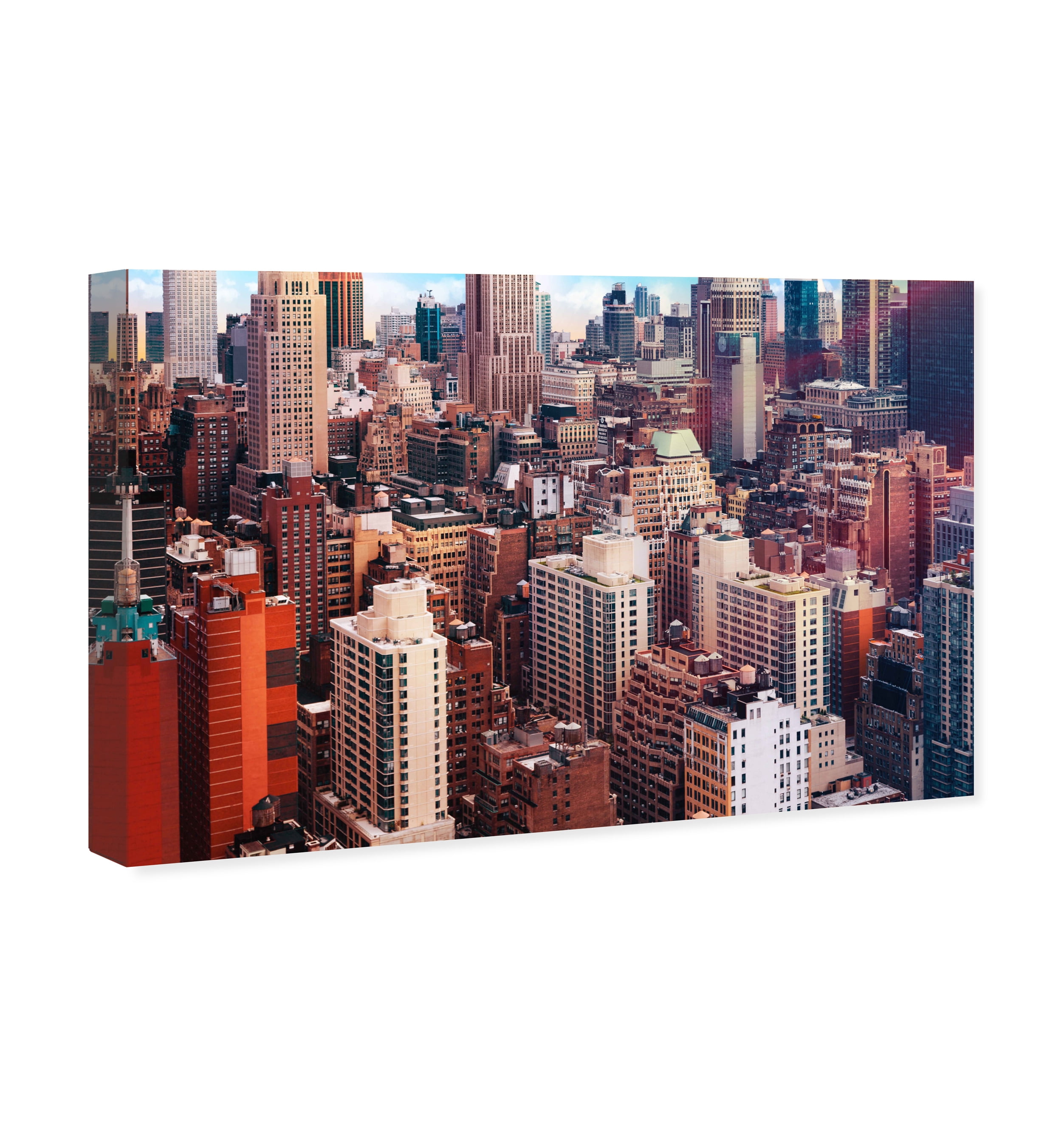 City at Daylight Architecture and Buildings Wall Art Print Brown 30x20