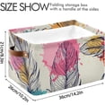 thumbnail image 4 of GZHJMY 2 Pack Collapsible Organizer Storage Bins with Feather Seamless Cute Print,14.2"x10.2" Rectangular Fabric Baskets with Sturdy Leather Handles for Home/Office/Bathroom, 4 of 7