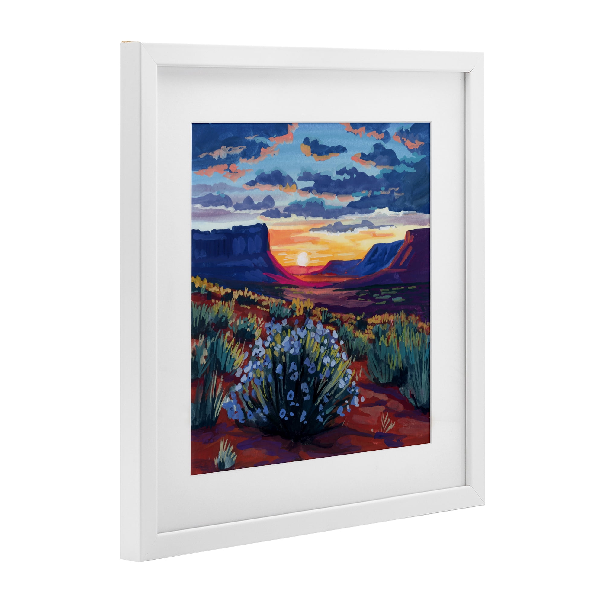 Stupell Industries Desert Sunset on Blooming Bush White Framed Print Under Glass, design by Kate Jarvik Birch