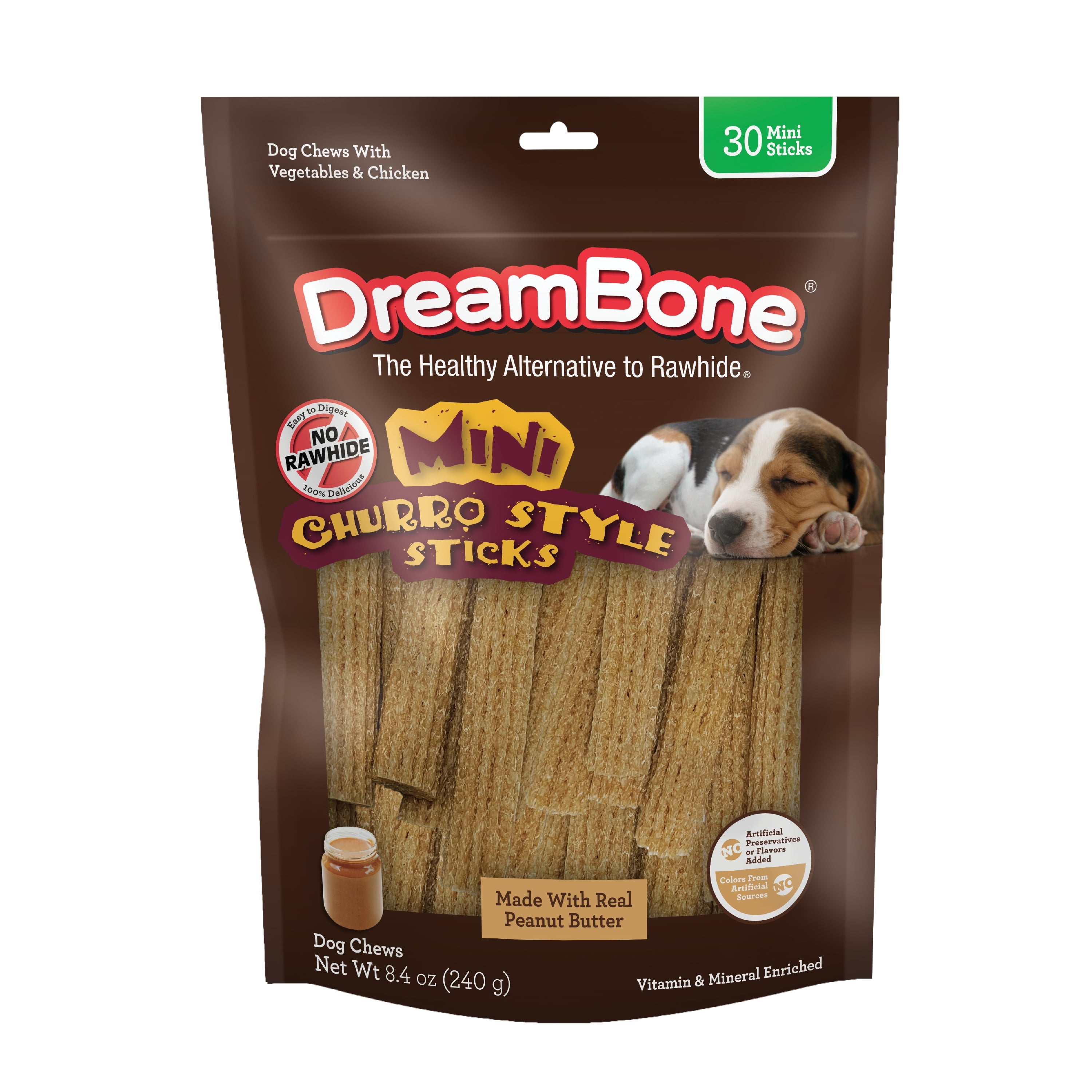 SmartBones Churro-Style Sticks Made with Real Chicken or Peanut Butter Rawhide-Free Chews for Dogs 