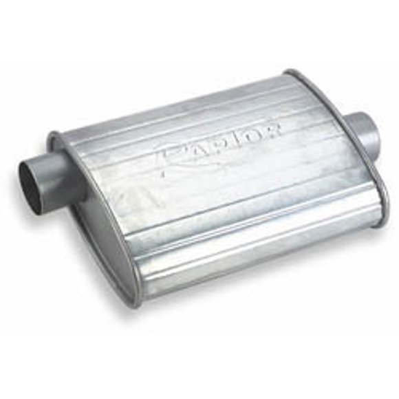 Flow Tech Exhaust Muffler 50052FLT Raptor; Single 2-1/2 Inch Center Inlet; Single 2-1/2 Inch Offset Outlet; 13 Inch Body