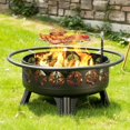 thumbnail image 2 of Verdeluxe 38” Wood Burning Fire Pits for Outside,3-in-1 Fire Pit with Grill, Spark Screen & Fire Poker,Outdoor Firepit Table with Swivel Cooking Grate for Yard BBQ Bonfire Patio Camping (38 inch), 2 of 17