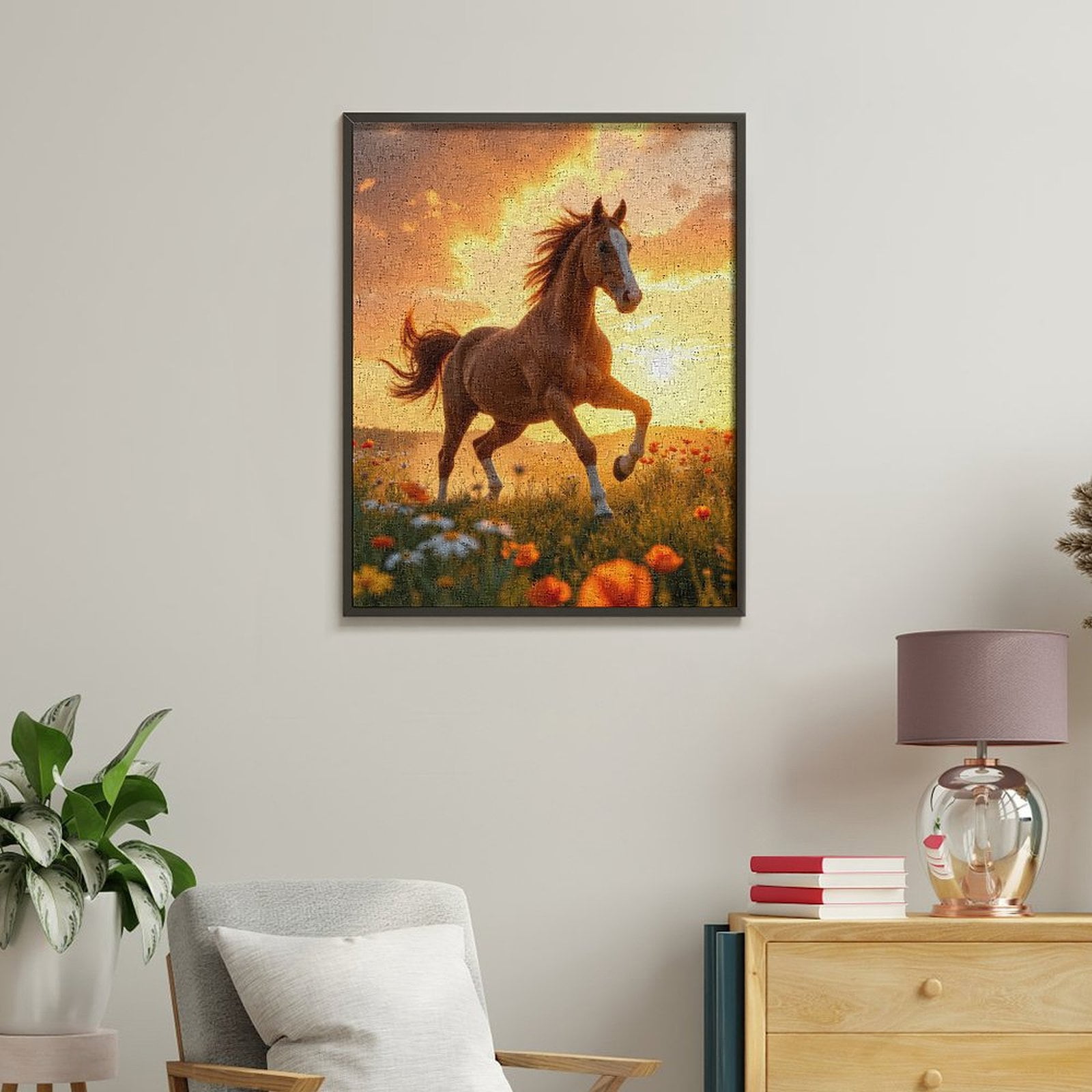 Paint By Numbers Kit for Adults Beginner - Sunset Wild Horse Meadows DIY Canvas Painting Kits for Adults, Frameless Paint By Number for Adults for Home Wall Decor 16x20 Inch