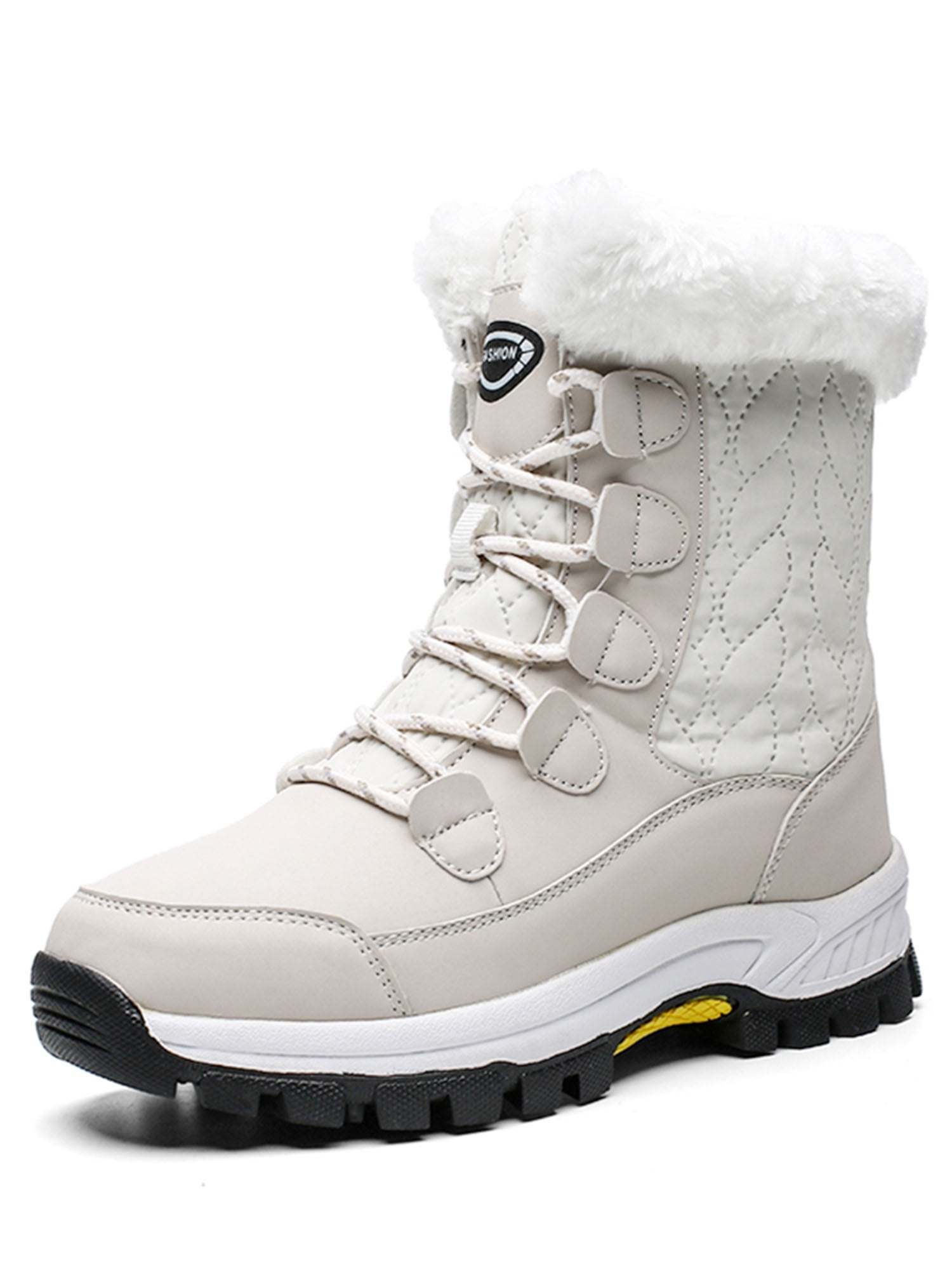 Womens Winter Boots Waterproof and Non-Slip Snow Boots for Women Warm and Cold-Resistant Furry Collar Outdoor Snow Boots Rain Boots，Rubber Outsole Mid Calf Winter Walking Boots