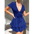 thumbnail image 4 of Vestido PRETTYGARDEN 2025 para Mujer con Escote en V, Manga Corta, Azul, Talla L, 4 of 6