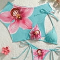 thumbnail image 5 of ZACPNCV Womens 3 Piece Floral Print Bikini Set Short Sleeve Cover Up Triangle Top High Waisted Bottom Swimsuit for Beach Pool Party Summer Vacation, 5 of 8