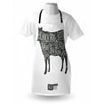 thumbnail image 4 of Cattle Apron, Vintage Hand-Drawn Butcher Cuts of Beef Scheme Silhouette for Barbecue, Unisex Kitchen Bib with Adjustable Neck for Cooking Gardening, Adult Size, Charcoal Grey and White, by Ambesonne, 4 of 4