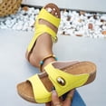 thumbnail image 2 of KIJBLAE Women's Minimalist Round Toe Thick Sole Wedge Sandals, Open Toe Casual Beach Slippers for Vacation Yellow 36, 2 of 9