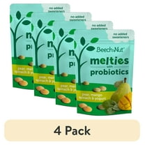 (4 pack) Beech-Nut Probiotic Melties Pear Mango Spinach Yogurt Melts Baby & Toddler Snack, 1oz Bag
