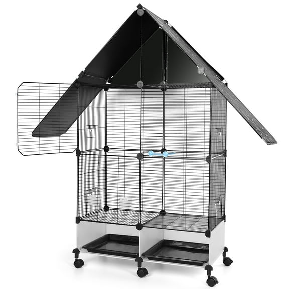 golytefs Bird Cage with Rolling Stand Bird Villa for Medium & Large Birds (Black)