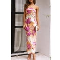 thumbnail image 3 of Vestido largo Realtix con estampado de satén de verano sin espalda para mujer, 3 of 5