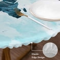 thumbnail image 3 of Blue Maps Round Tablecloth, Fitted Table Cover with Elastic for 45"-54" Round Tables, Abstract World Map Ocean Modern Table Cloth Outdoor Indoor Dinning Party Waterproof Tablecloths, 3 of 7