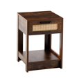 thumbnail image 6 of GZXS 21.6" H Wood Nightstand, Mid-Century Modern End Table with Storage Drawer and Open Shelf Rattan Bedside Table Small Side Table for Living Room Bedroom, Brown, 6 of 9