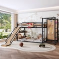 thumbnail image 6 of Bellemave Bunk Bed with Slide & Basketball Hoop, Twin over Twin Bunk Bed with Pull-up Rings and Climbing Wall, Metal Twin Size Loft Bed with Bookcase and Play Space, Yellow, 6 of 8