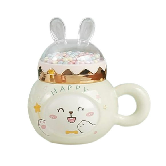 Tazas de café Taza de cerámica Novedad con asa y tapa Taza de café expreso Latte de 400 ml para blanco feliz