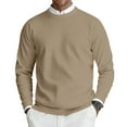 thumbnail image 2 of CCRFTGI Mens Sweaters 2025 Fall Casual Ribbed Solid Color Sweater Trendy Long Sleeve Crewneck Sweater Pullover Cable Knitted Pullover Top Khaki S, 2 of 7