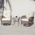 thumbnail image 6 of MeetLeisure 3-Piece Wicker Outdoor Rocking Chair Patio Conversation Set, Beige, 6 of 7