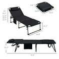 thumbnail image 3 of DUOSONG Outsunny Folding Chaise Lounge With 5-Level Reclining Back, Outdoor Tanning Chair With Reading Face Hole, Outdoor Lounge Chair With Side Pocket & Headrest For Beach, Yard, Patio, Black Black, 3 of 9