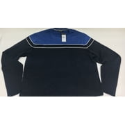 DKNY Men's Cotton Crew Neck Sweater (Large, Navy Blazer Blue White Top) - NEW
