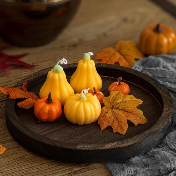 Farmhouse Wooden Candle Tray-11 Inch Round Decorative Trays for Coffee Table Dining Centerpiece Kitchen Counter Candle Holder Wood Trays for Rustic Home Decor