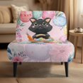 thumbnail image 2 of HELLHERO Dustproof Accent Chair Cover for Dining Room, Stain Protection Armless Accent Chair Protector, Easter Egg Black Cat Pattern, 2 of 8
