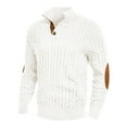thumbnail image 2 of Domuza Mens Sweater Casual Long Sleeve Stand Collar Button Up Knitt Sweaters Fall Winter Trendy Regular Fit Twist Patterned Pullover Top White 2XL, 2 of 4