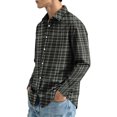 thumbnail image 4 of Mens Gingham Plaid Long Sleeve Button Front Lapel Collar Shirt Regular Fit Soft 4 Way Stretch Fabric Office Work Business Casual Machine Washable Autumn Fashion Shirts S, 4 of 6