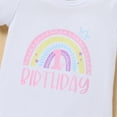 thumbnail image 4 of IDOPIP Baby Girls Boho Rainbow 1st Birthday Outfit Romper + Tutu Skirt with Diaper Cover Tulle Bloomers + Headband 3PCS Cake Smash Dress Clothes Set for Photo Prop 1 Year Rainbow + Flower, 4 of 9