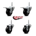 thumbnail image 2 of 3 Inch Hard Rubber Swivel 5/8 Inch Threaded Stem Caster Set 2 Total Lock Brakes, 2 of 2