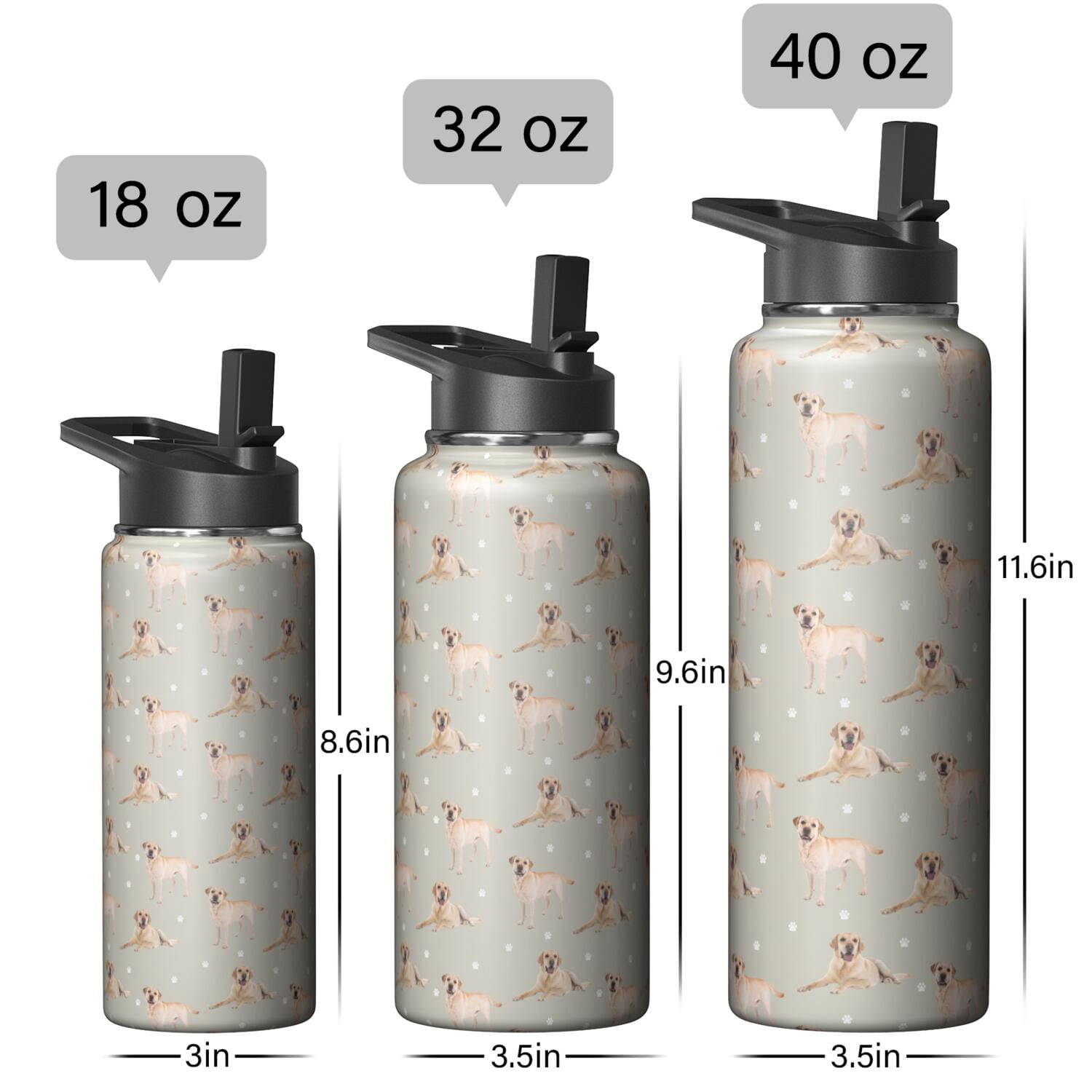Funny Canine Pattern Stainless Steel Water Bottle - Double Walled Insulation with 360° Seal Ring & Wide Mouth Design (BPA/Odor Free for Sports & Travel)