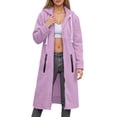 thumbnail image 2 of Resicozy Long Hoodies for Women Zip Up Oversized Long Sleeve Sweatshirt Winter Hoodie Dress with Pocket Light Purple L, 2 of 6