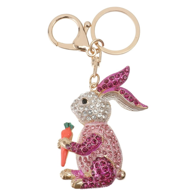 1pc Ladies' Pink Creative Cartoon Rabbit Shaped Resin Keychain