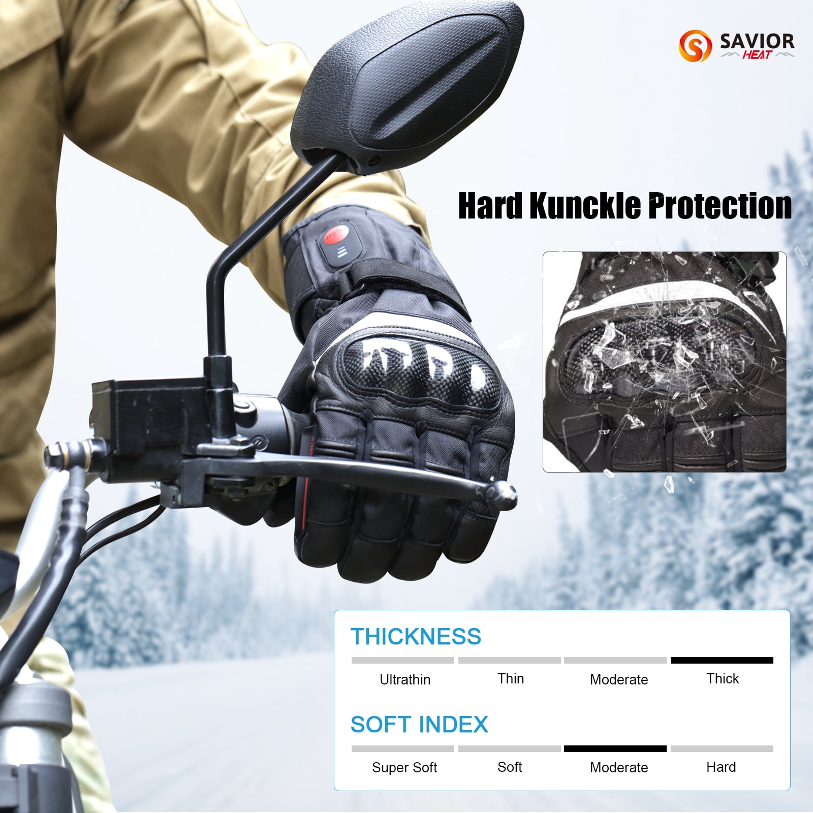 SAVIOR Heated Gloves With Battery,7.4v 2200mah Rechargeable Heated Gloves Skiing and Snowboarding Gloves (Black)